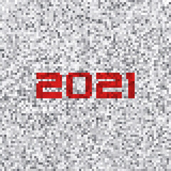 Naklejka premium Pixel background with 2021 on a white noise