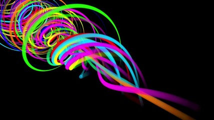 3d rendering stylish creative abstract background. colored lines swirling in spiral. Motion design bg of particles shaping lines, helix and abstract structures. 3d render