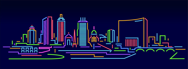 Indianapolis neon sign skyline - 382218172