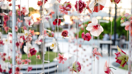 Beautiful Background and Wallpaper of Flowers Hanging Mobile in the park