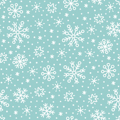 Winter doodle white and pastel blue holiday pattern 02