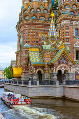 Church of the Savior on Spilled Blood situated on Griboyedov Canal, Saint Petersburg in Russia