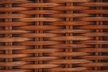 Wooden woven chair macro close up