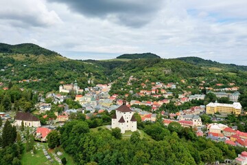 Fototapeta na wymiar Aerial view of the castle in Banska Stiavnica, Slovakia