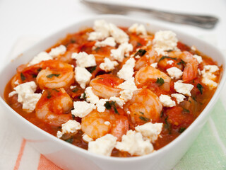 Garides saganaki - shrimp with tomatoes and feta