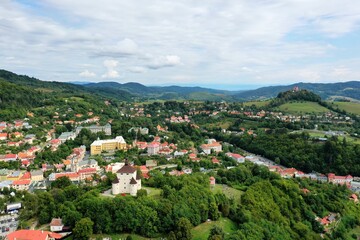 Fototapeta na wymiar Aerial view of the town of Banska Stiavnica in Slovakia