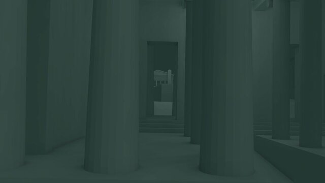 Ghostly acropolis, cg, camera fly-through