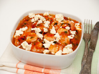 Garides saganaki - shrimp with tomatoes and feta