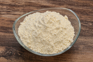 Wheat flour heap in the bowl