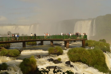 Rainbows over the mighty and powerful Iguzu (Iguacu) Waterfalls between Brazil and Argentina