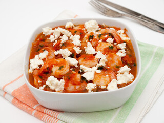Garides saganaki - shrimp with tomatoes and feta