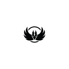 Stylish abstract phoenix logo sign template on Black and white background.