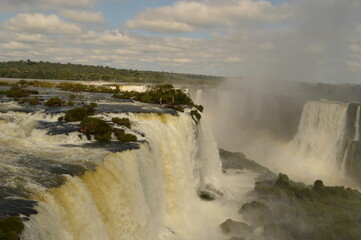 The stunning and powerful Iguzu River Dam and Waterfalls between Brazil, Argentina and Paraguay