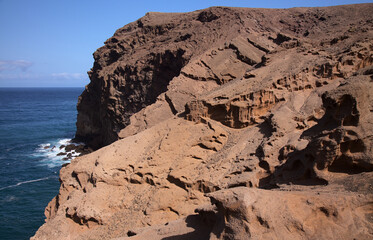Gran Canaria, landscape of steep eroded north west coast between Galdar and Agaete municipalities, hike between 
villages Sardina del Norte and Puerto de Las Nieves
