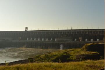 Naklejka premium The stunning and powerful Iguzu River Dam and Waterfalls between Brazil, Argentina and Paraguay