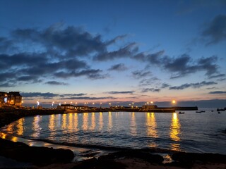 A beautiful nightfall at the sea port