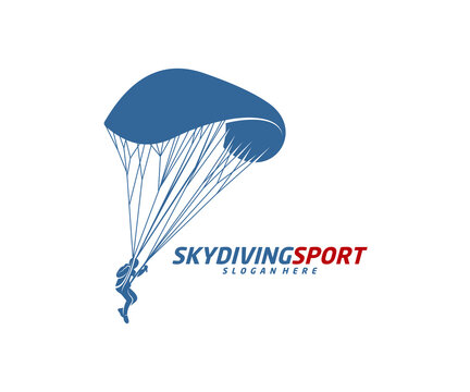 Skydiving logo design vector template, Parachuting design illustration