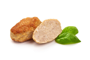 Homemade fish cutlets, isolated on white background