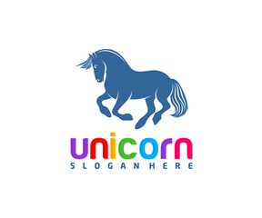 Unicorn logo design vector template, flying Horse design illustration