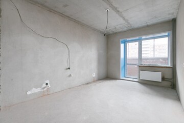 interior of the apartment without decoration in gray colors
