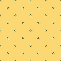 Dark green seamless geometric minimalistic square patterns. Flat style vector illustration on yellow background.