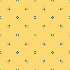 Dark green seamless geometric minimalistic circle patterns. Flat style vector illustration on yellow background.