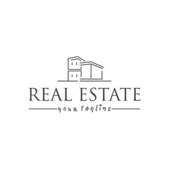Minimalistic real estate constructions logo template