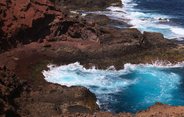 Eroded north west coast of Gran Canaria, Canary Islands, in Galdar municipality