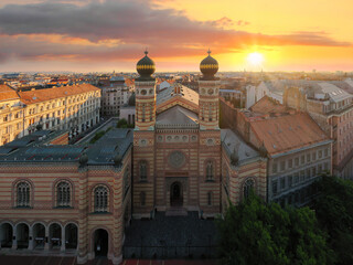 Aerial view about the Dohany Street Synagogue (Tabakgasse Synagogue) is the largest synagogue in...
