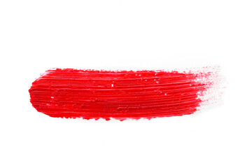 Red colored brush stroke paiting over isolated background, canvas watercolor texture, red lipstick...
