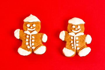 sweet gingerbread man cookies. Concept of Christmas and New Year holiday background for card
