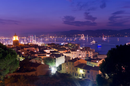 Saint Tropez sea resort, night scene in France Riviera