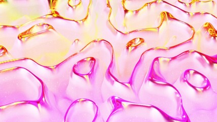 3d rendering abstract background. Beautiful iridescent wavy surface of liquid with pattern, gradient color and flow waves on it. Rainbow glossy and matt fluid. Creative bright bg