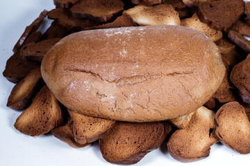 Black bread close-up. Texture on white background