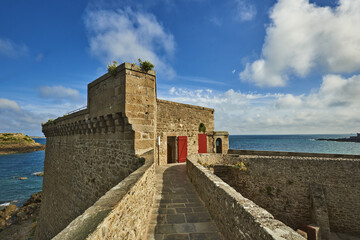 Bidouane tower on the rampart in Saint Malo, Brittany, France.