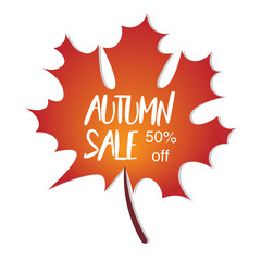 Abstract Vector Illustration Autumn Sale Background with Falling Autumn Leaves