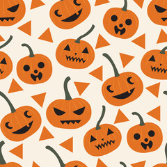 halloween pumpkins seamless pattern