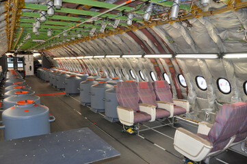 Aviation: A-380 Testflight with full access to all cables and components of an aircraft