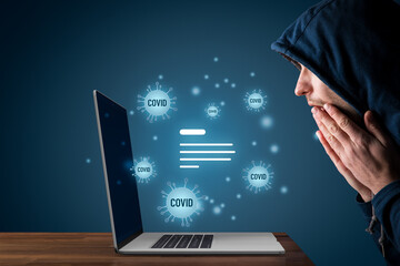 Fascinated stressed person read news about covid