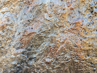 A relief stone, painted in dark yellow, dark green, dark red. Can be used as a background.