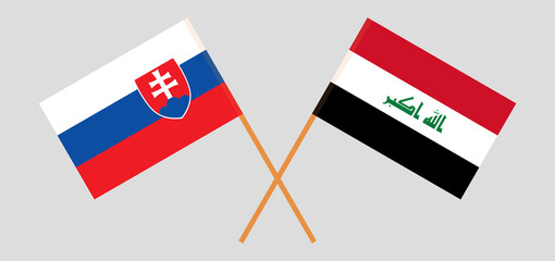 Crossed flags of Iraq and Slovakia