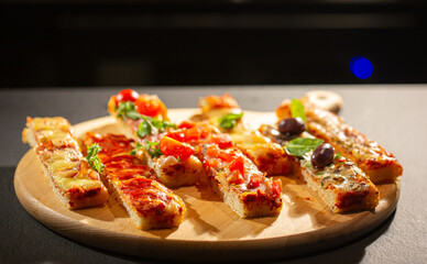 Pizza Romana served on a wooden board