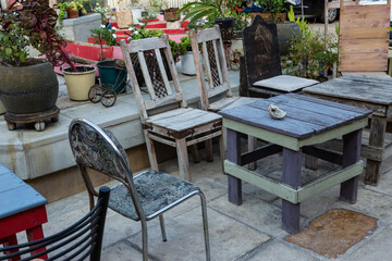 Retro courtyard in the old city district