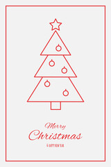 Simple Christmas tree with wishes. Xmas greeting card. Vector