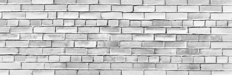 White empty brick old wall. Panorama. Banner.