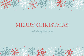 Christmas greeting card with festive snowflakes. Xmas background with beautiful calligraphy. Vector