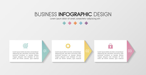 Business diagram with icons and 3 options. Infographic design. Vector