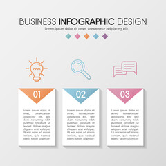 Infographic layout with 3 options. Timeline with business icons. Vector
