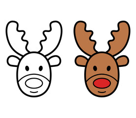 Christmas deer icon on white background, vector illustration
