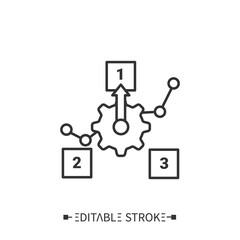 Production priorities line icon. Production targets. Priorities management. Stages and elements of a successful production cycle. Editable stroke